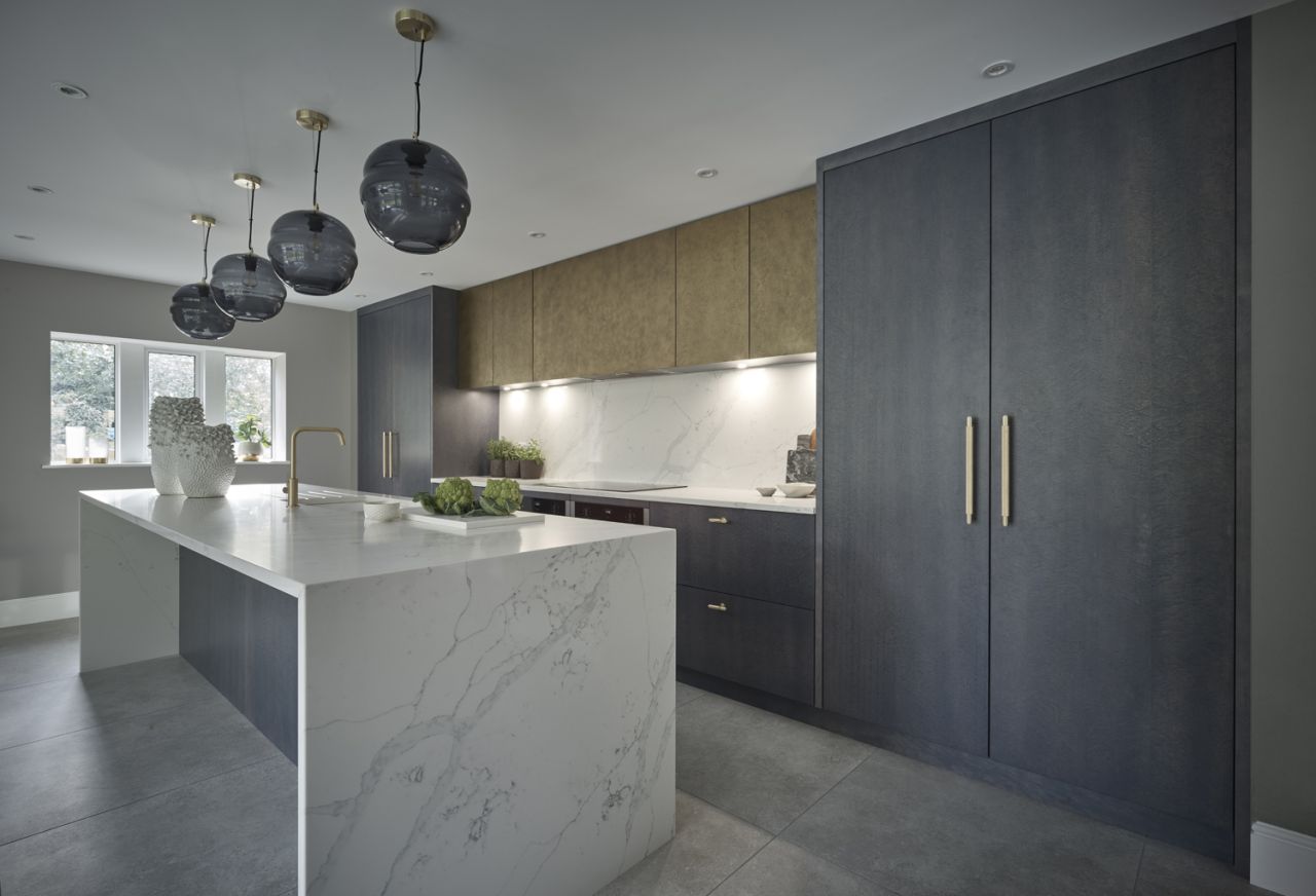 Grey and white kitchen